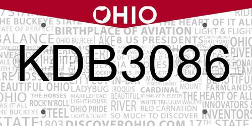 KDB3086 Ohio License Plate