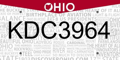 KDC3964 Ohio License Plate