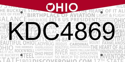 KDC4869 Ohio License Plate