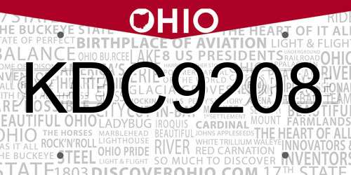 KDC9208 Ohio License Plate