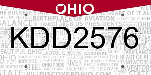 KDD2576 Ohio License Plate