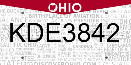 KDE3842 Ohio License Plate