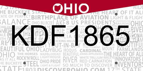 KDF1865 Ohio License Plate