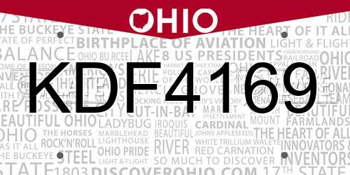 KDF4169 Ohio License Plate