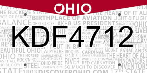 KDF4712 Ohio License Plate