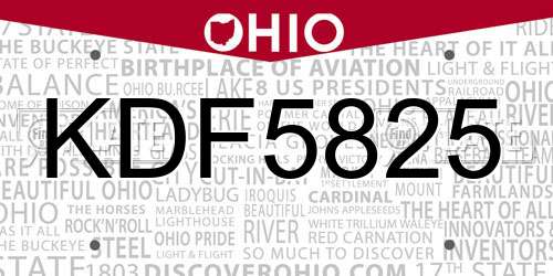 KDF5825 Ohio License Plate