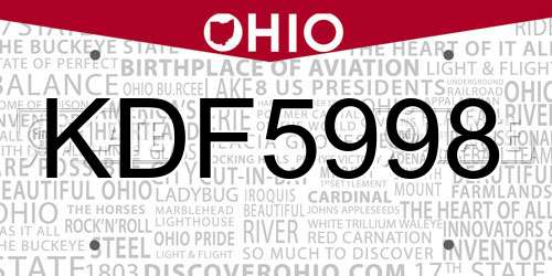 KDF5998 Ohio License Plate