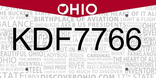 KDF7766 Ohio License Plate