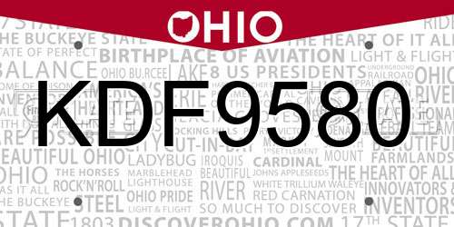 KDF9580 Ohio License Plate