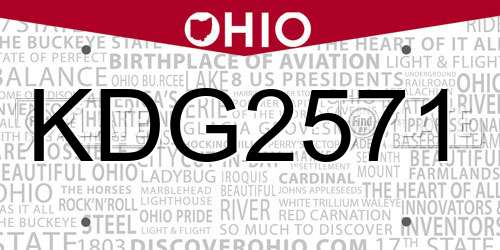 KDG2571 Ohio License Plate