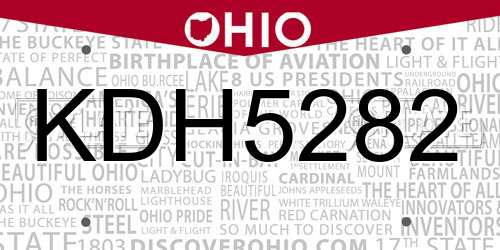 KDH5282 Ohio License Plate