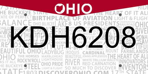 KDH6208 Ohio License Plate