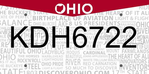 KDH6722 Ohio License Plate