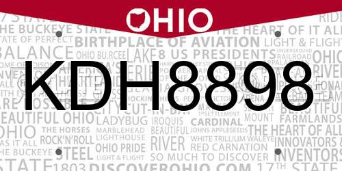 KDH8898 Ohio License Plate