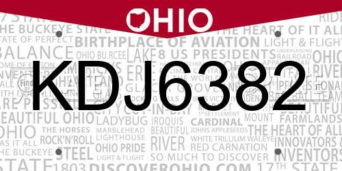 KDJ6382 Ohio License Plate