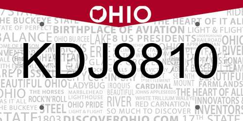 KDJ8810 Ohio License Plate
