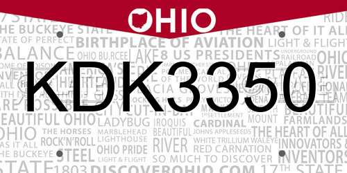 KDK3350 Ohio License Plate