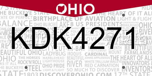 KDK4271 Ohio License Plate