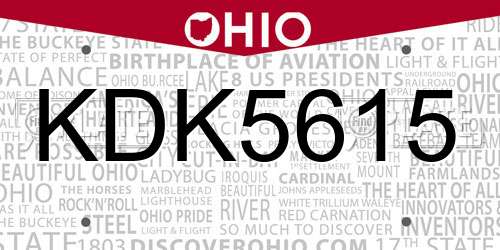 KDK5615 Ohio License Plate