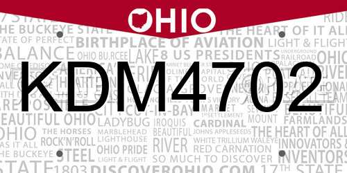 KDM4702 Ohio License Plate