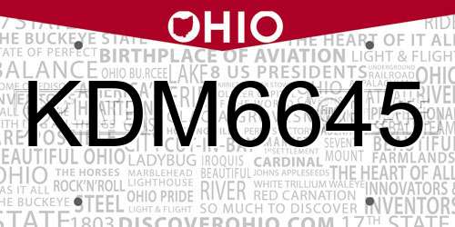 KDM6645 Ohio License Plate