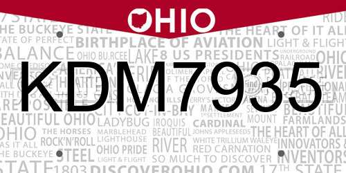 KDM7935 Ohio License Plate