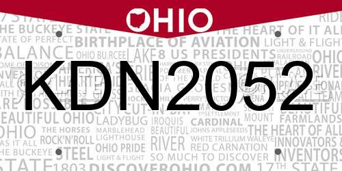 KDN2052 Ohio License Plate