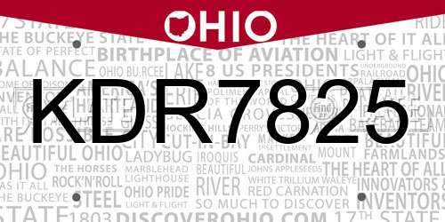 KDR7825 Ohio License Plate