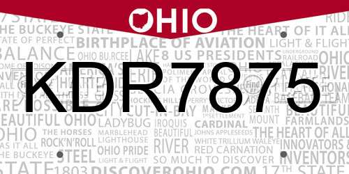 KDR7875 Ohio License Plate