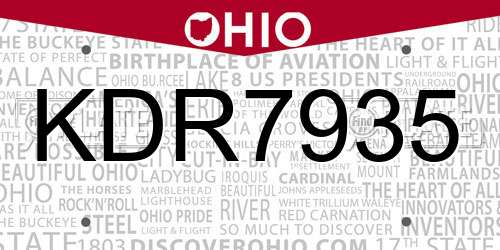 KDR7935 Ohio License Plate