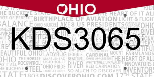 KDS3065 Ohio License Plate