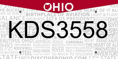 KDS3558 Ohio License Plate