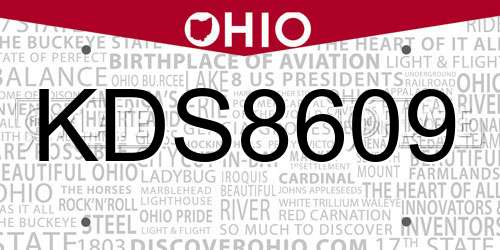 KDS8609 Ohio License Plate