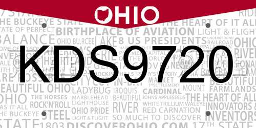 KDS9720 Ohio License Plate