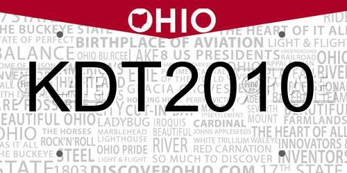 KDT2010 Ohio License Plate