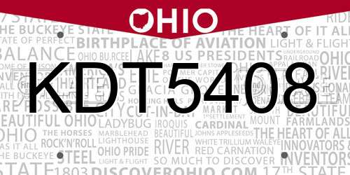 KDT5408 Ohio License Plate