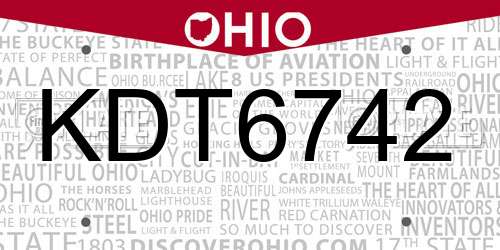 KDT6742 Ohio License Plate