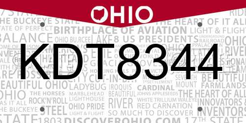 KDT8344 Ohio License Plate