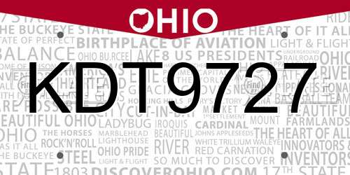 KDT9727 Ohio License Plate