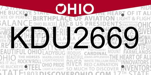 KDU2669 Ohio License Plate
