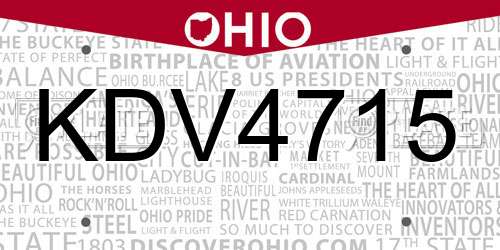 KDV4715 Ohio License Plate