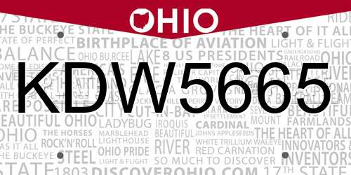 KDW5665 Ohio License Plate