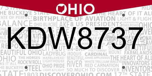 KDW8737 Ohio License Plate