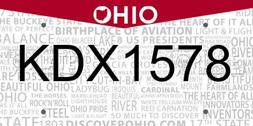 KDX1578 Ohio License Plate