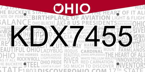 KDX7455 Ohio License Plate