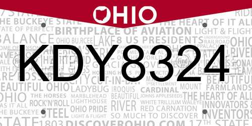 KDY8324 Ohio License Plate