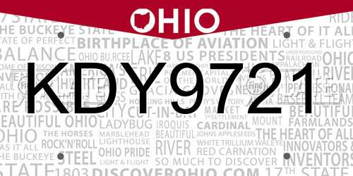 KDY9721 Ohio License Plate
