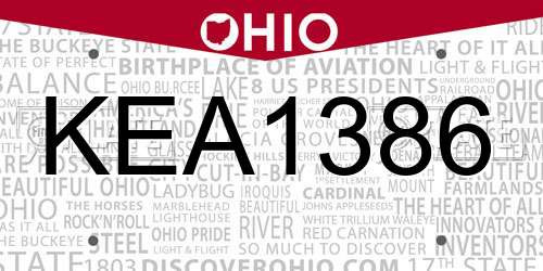 KEA1386 Ohio License Plate