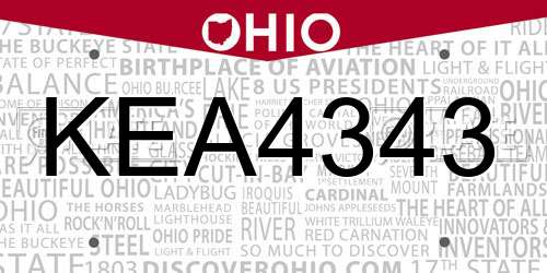 KEA4343 Ohio License Plate