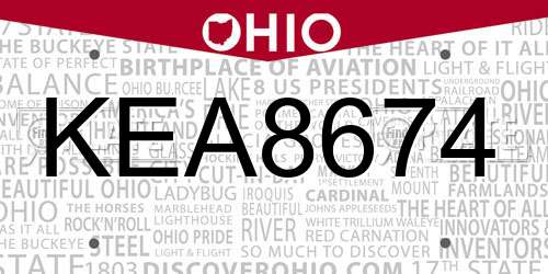 KEA8674 Ohio License Plate